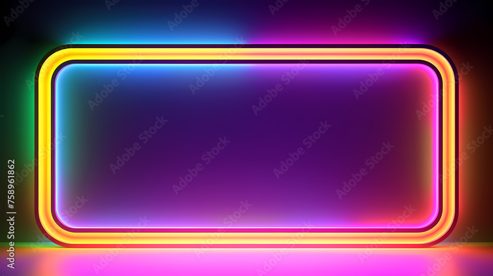 Rectangular neon light with empty copy space for your text Rectangular neon light with empty copy space for your text