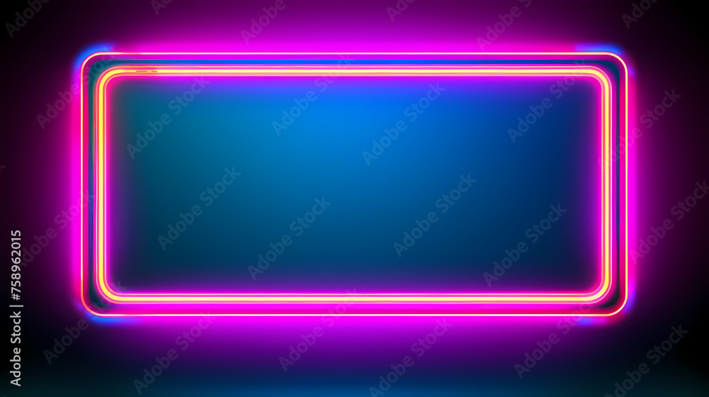 Rectangular neon light with empty copy space for your text Rectangular neon light with empty copy space for your text
