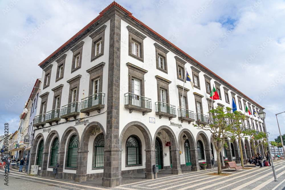 side facade of the millennium bank Ponta Delgada-Açores-Portugal.