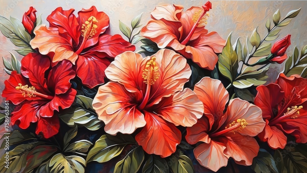 hibiscus flower with acrylic texture illustration, hibiscus wallpaper, hibiscus background illustration hibiscus flower with acrylic texture illustration, hibiscus wallpaper, hibiscus background illustration