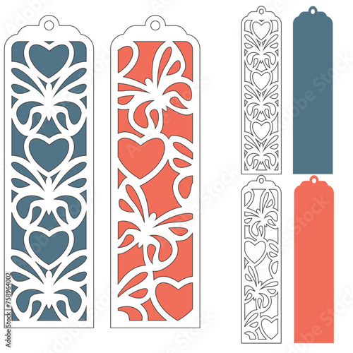 Bookmark with butterfly and hearts, Layered papercut decoration, Gift tag svg for crciut