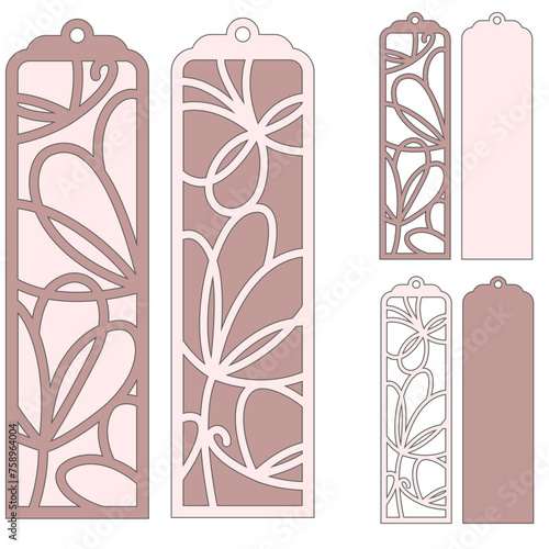 Bookmark with flowers and butterfly, Layered papercut decoration, Gift tag svg for crciut