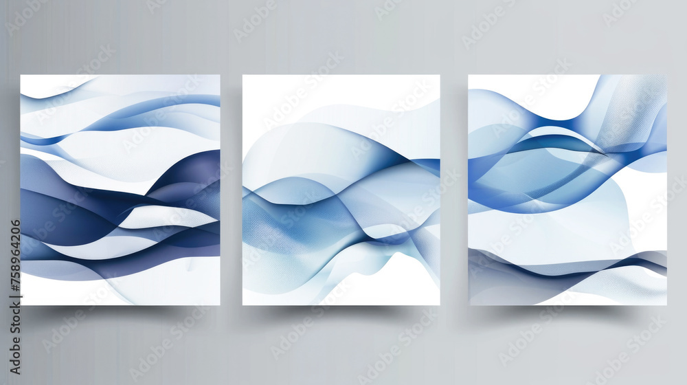 Blue waves and shapes abstract backgrounds