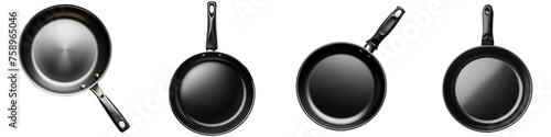 Set of realistic frying pan isolated on transparent background