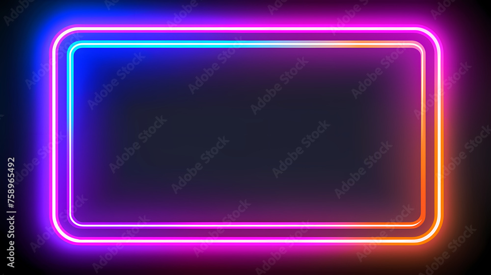Rectangular neon light with empty copy space for your text Rectangular neon light with empty copy space for your text