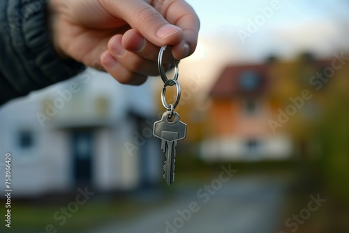 House owner or real estate agent handing over the keys © Timur