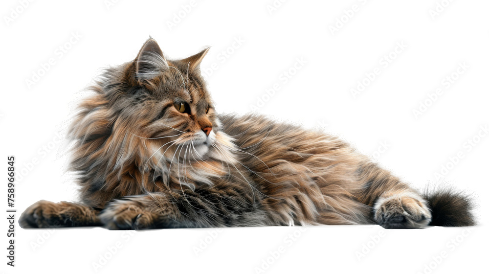 Obraz premium Fluffy Siberian cat - Cut out, Transparent background
