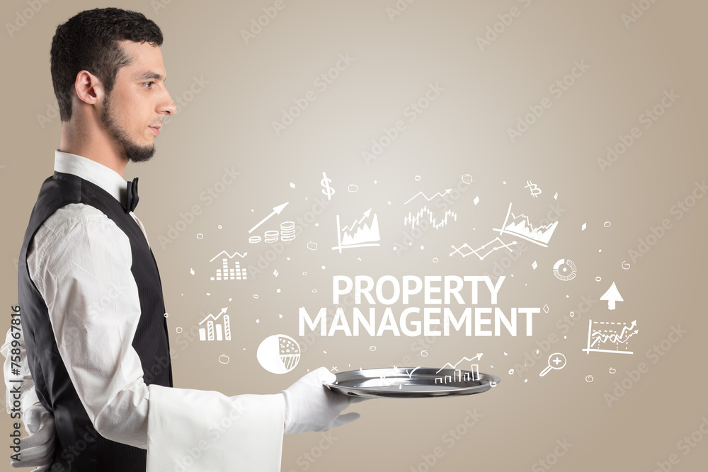 Waiter serving business idea concept Waiter serving business idea concept