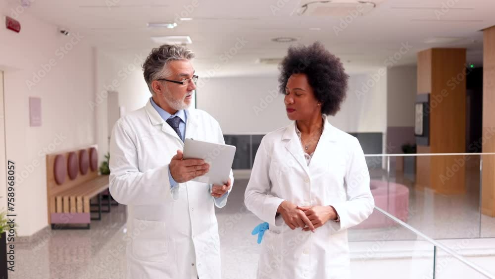 African American female doctor consulting with her older colleague African American female doctor consulting with her older colleague