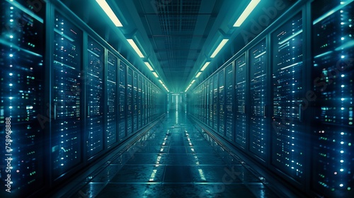 Futuristic technology background. server database room
