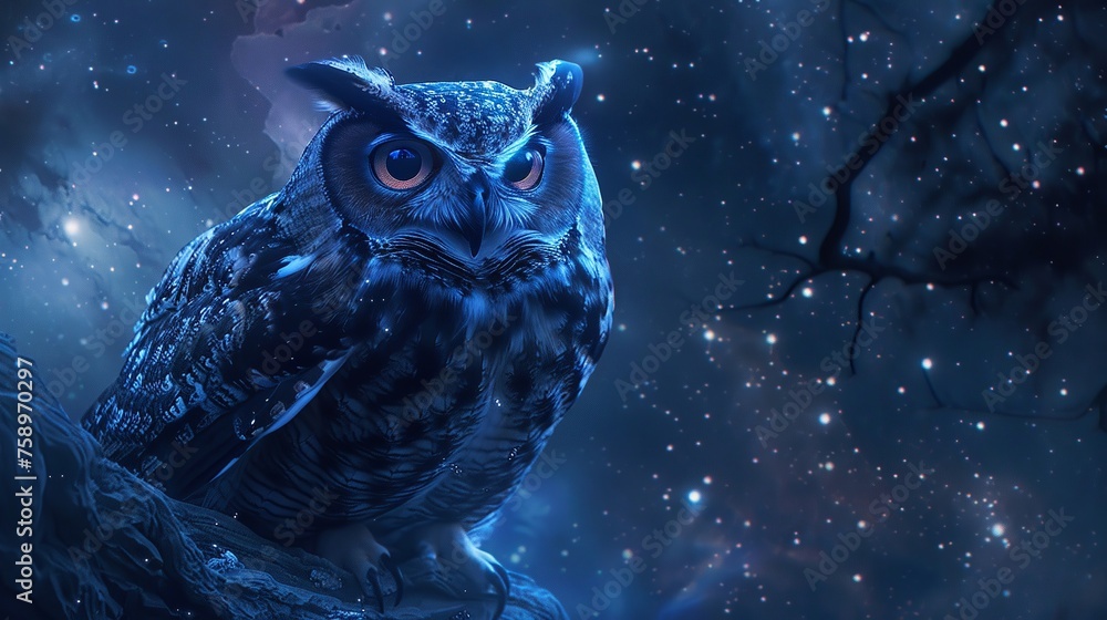 Enchanted owl, new world formation, cosmic backdrop, mystical glow, serene, octane render Enchanted owl, new world formation, cosmic backdrop, mystical glow, serene, octane render