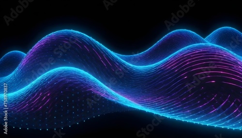 Abstract light waves on a black background