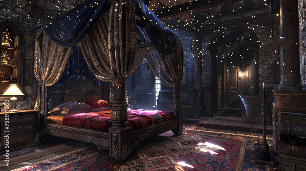 luxury bedroom in night