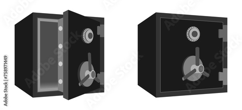 security metal safes set. safe box design vector isolated on white background.