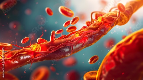 Red Blood Cells in Hyperrealistic Illustrations photo