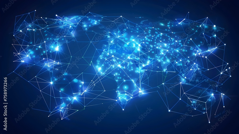 Digital Connectivity World Map with Network Concept