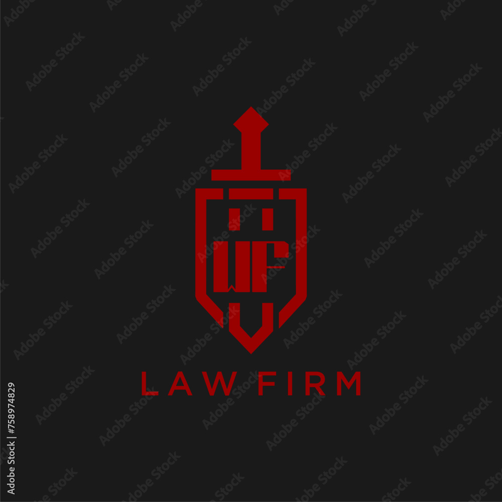 WF initial monogram for law firm with sword and shield logo image WF initial monogram for law firm with sword and shield logo image