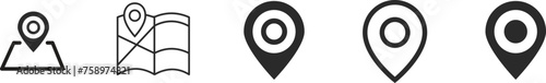Location pin icons. Map location marker for a place on a map. GPS location symbol. Vector illustration, flat and simple design.