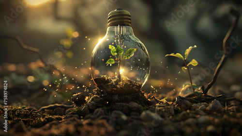 A creative image representing the benefits of sustainable living, with details of the image's symbolism and meaning. The image should be visually appealing and thought-provoking. photo