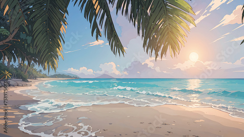 beach with palm trees