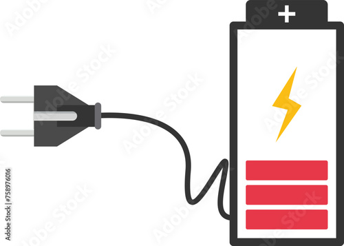 Rechargeable battery with cord and electric charging connector icon. Accumulator charger plug green gradient symbol. Electricity equipment power bank charge sign. Green energy charging element.

