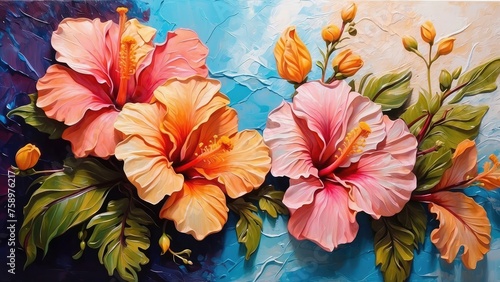 Wallpaper Mural hibiscus background wallpaper with acrylic texture, hd wallpaper hibiscus flowers Torontodigital.ca