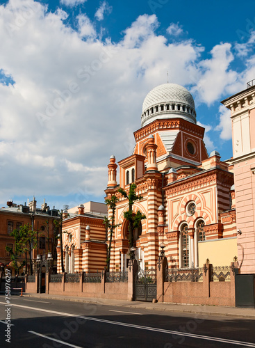 Beautiful ancient building of the Great Choral Synagogue in St. Petersburg