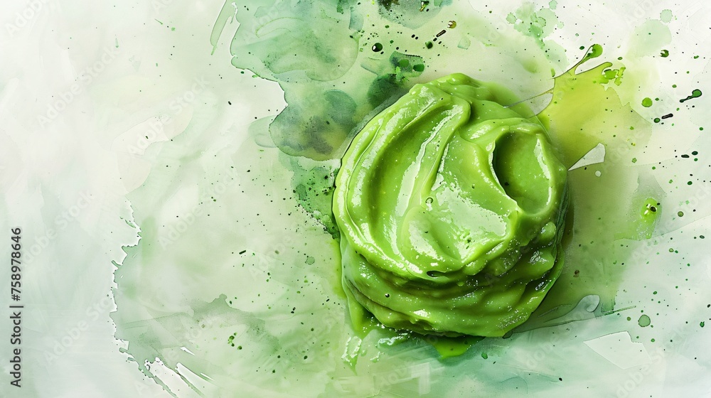 Obraz premium Pea puree baby food, the first taste of greens, smooth and gentle.