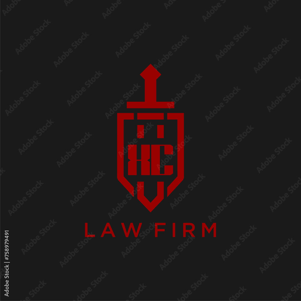 XC initial monogram for law firm with sword and shield logo image