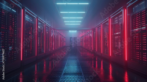 Futuristic technology background. server database room