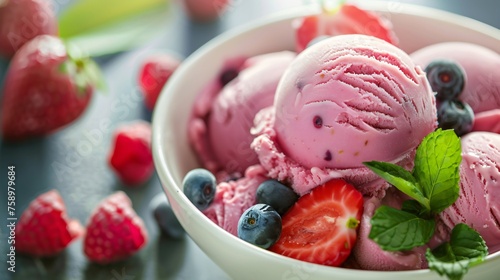 Refreshing ice cream sorbet  a burst of fruit  a clear  bright note of pure flavor.