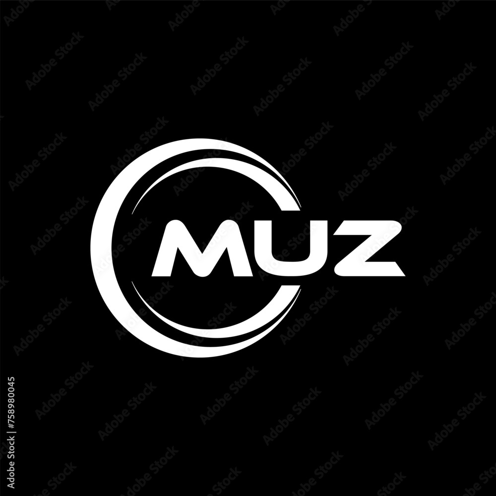 MUZ letter logo design with black background in illustrator, cube logo, vector logo, modern alphabet font overlap style. calligraphy designs for logo, Poster, Invitation, etc.