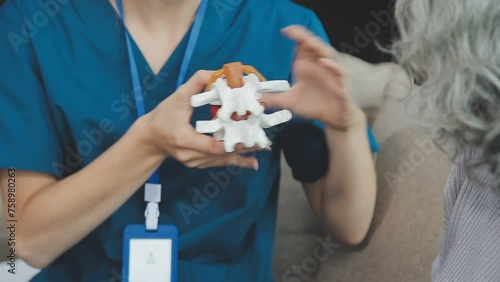 Doctor with human Pancreatitis anatomy model with Pancreas, Gallbladder, Bile Duct, Duodenum, Small intestine. Pancreatic cancer, Acute and Chronic pancreatitis, Digestive system and Health concept photo