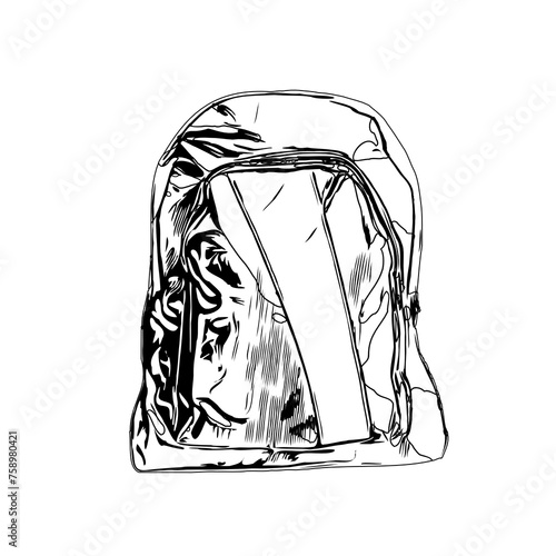 sketch of a backpack with a transparent background
