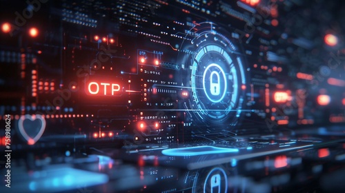 a banner design where OTP text emerges from a digital code matrix, symbolizing the secure and encoded nature of One-Time Passwords  © png-jpeg-vector