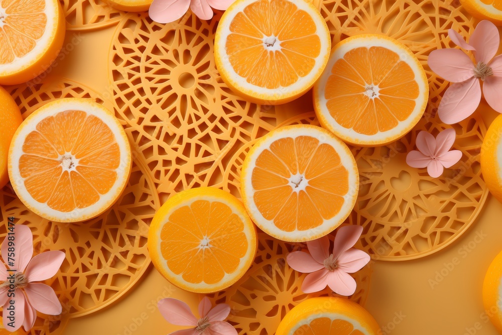 Vibrant yellow citrus fruits and cocktails on clean white background for summer vibes Vibrant yellow citrus fruits and cocktails on clean white background for summer vibes