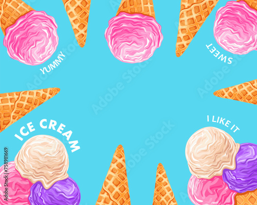 Ice cream cone. Creative vector illustration for poster, banner, card, menu	
