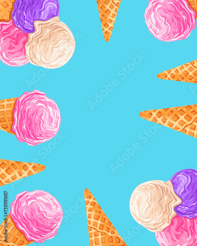 Ice cream cone. Creative vector illustration for poster, banner, card, menu	

