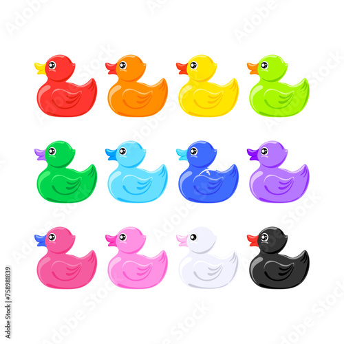 set of multicolor rubber ducks	
