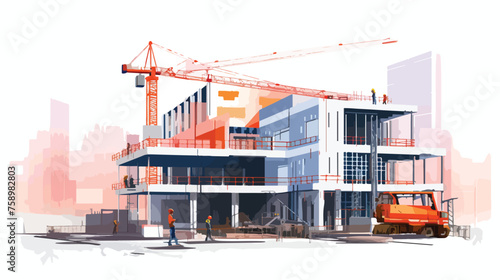 illustration of building project .. flat vector isolated