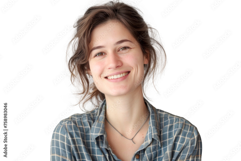 Studio portrait of a beautiful young woman with an attractive smile wearing casual outfits looking at camera, isolated on transparent png background. Studio portrait of a beautiful young woman with an attractive smile wearing casual outfits looking at camera, isolated on transparent png background.