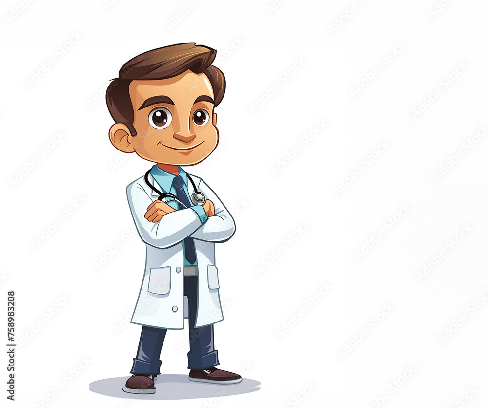 Cute boy doctor cartoon on white background Cute boy doctor cartoon on white background