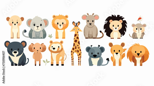 Fototapeta Naklejka Na Ścianę i Meble -  Love Cute Animal And Zoo .. flat vector isolated on