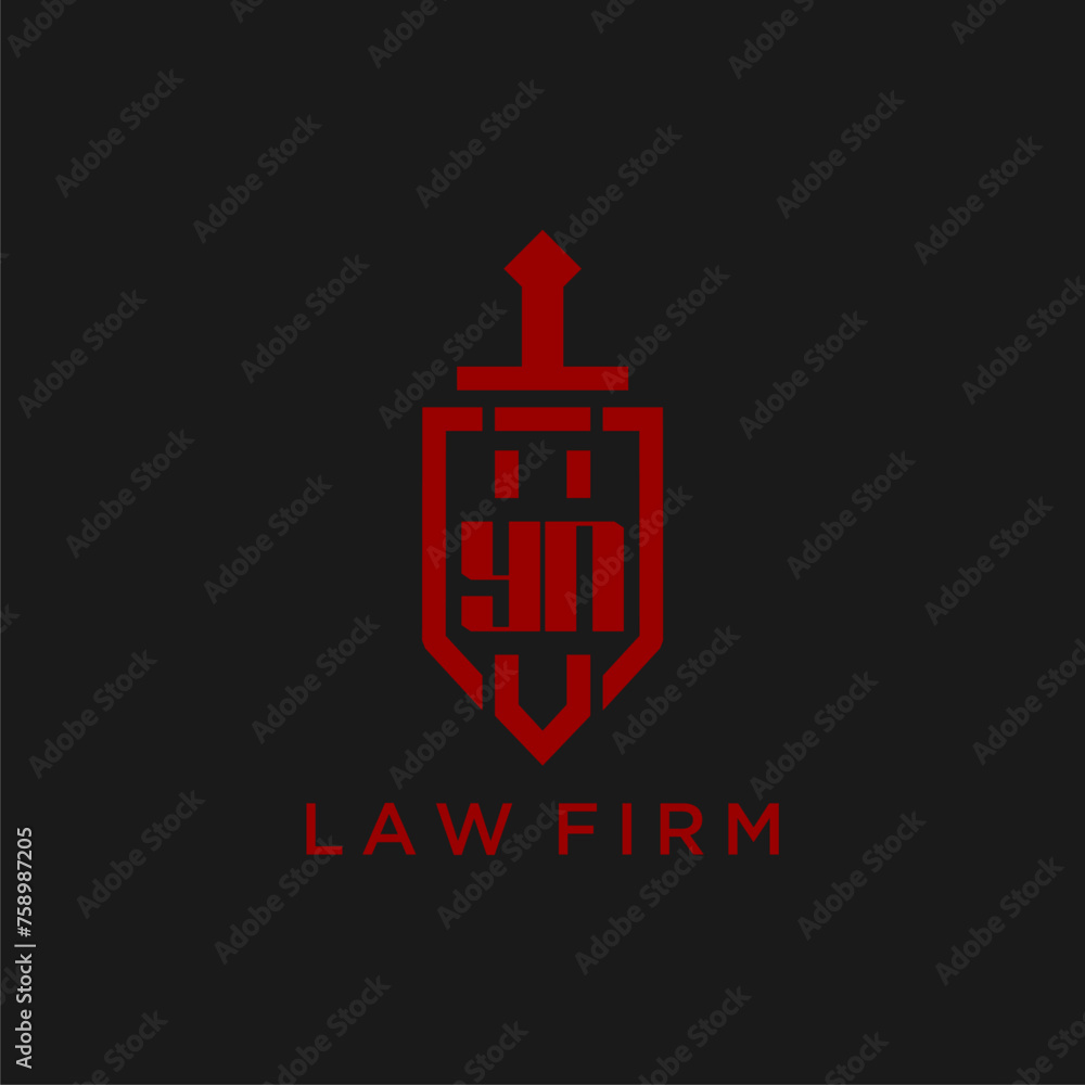 YN initial monogram for law firm with sword and shield logo image YN initial monogram for law firm with sword and shield logo image