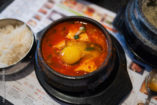 Sundubu tofu stew with Korean spicy paste
