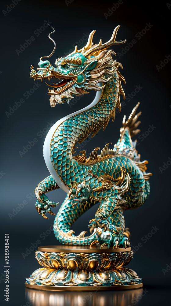 Golden Glow: A Turquoise Dragon in 8K Majesty Golden Glow: A Turquoise Dragon in 8K Majesty