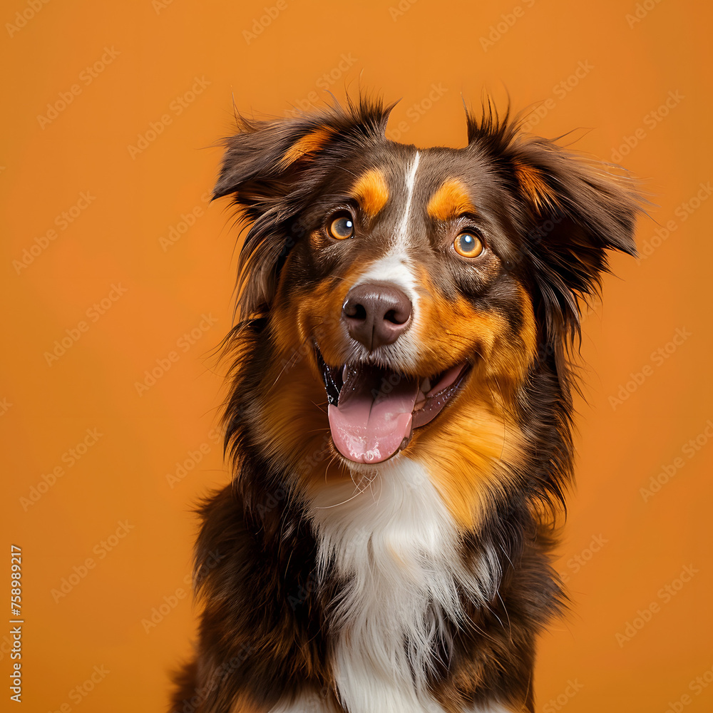 Beautiful Dog Poses in Front of a Colorful Background, Radiating Joy and Playfulness Generative AI