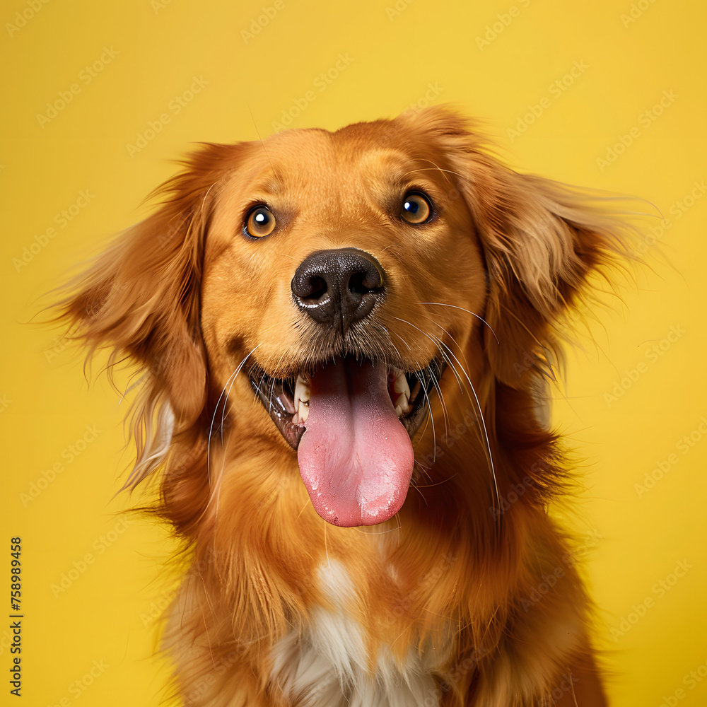 Beautiful Dog Poses in Front of a Colorful Background, Radiating Joy and Playfulness Generative AI