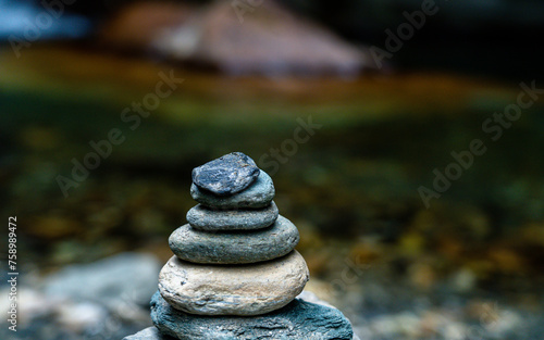 Closeup view of stacking stone in riverside.