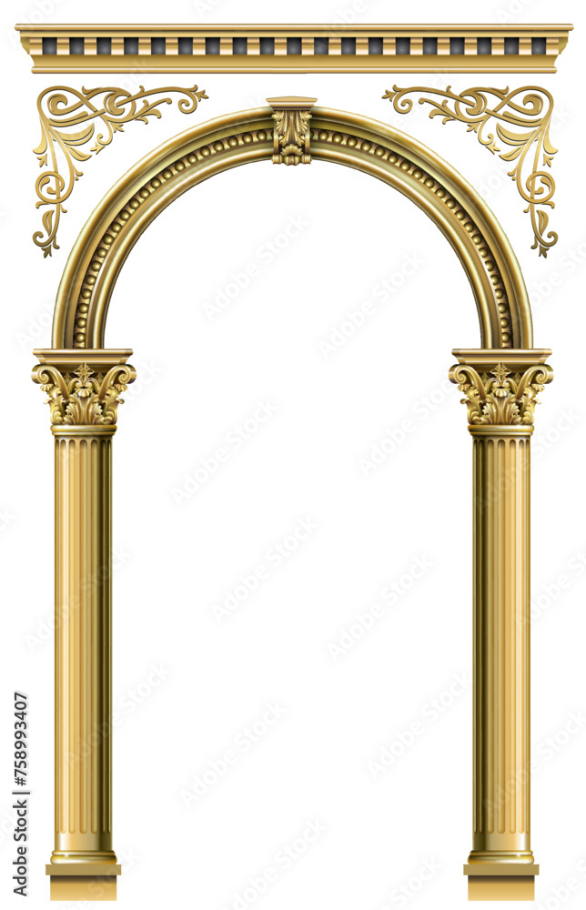 Obraz premium Gold classic frame of the rococo baroque door